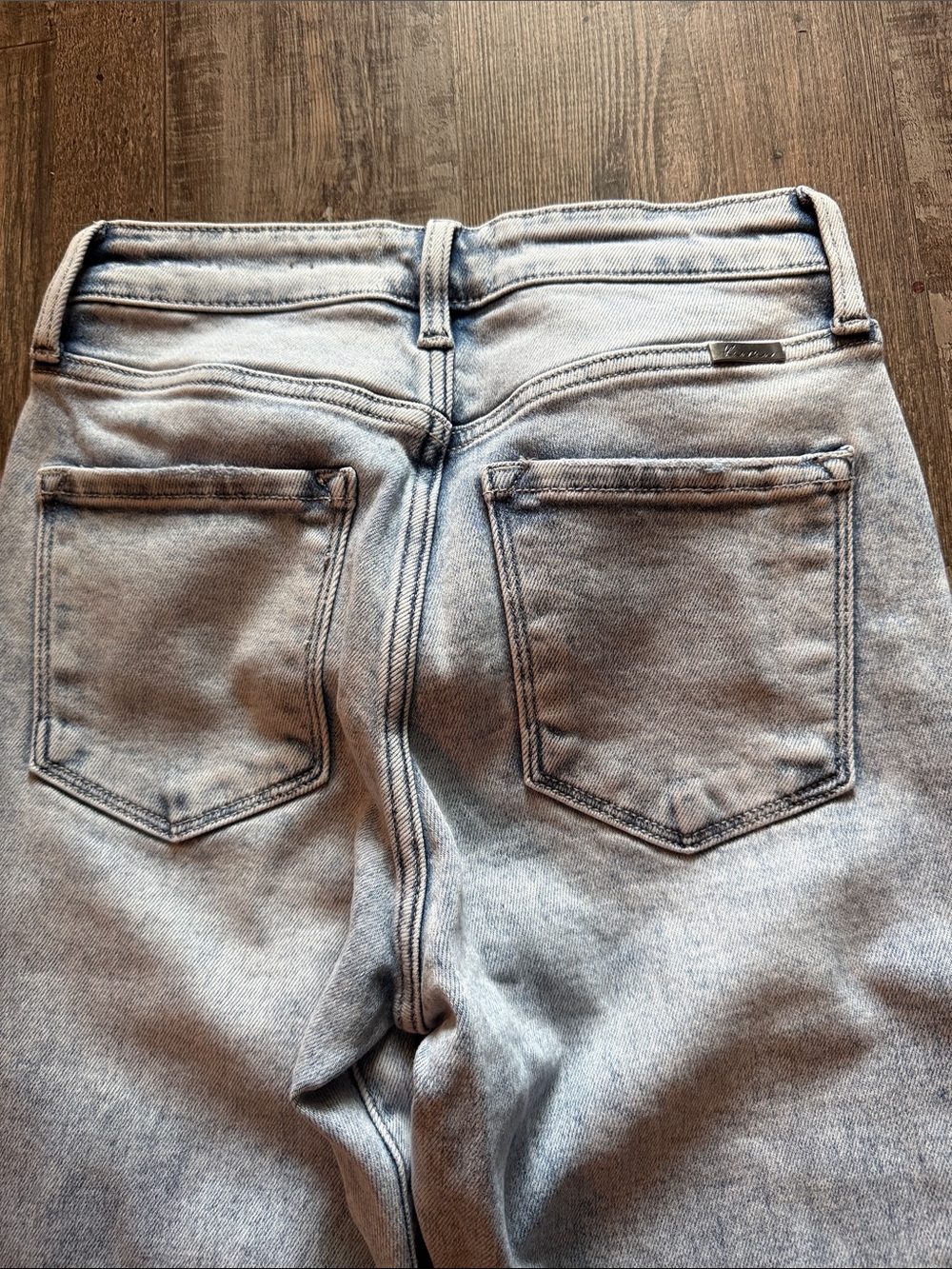 KanCan Light Blue Distressed Flare Jeans with Raw Hem - Picture 8 of 9